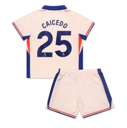 Fotbollsset Barn Chelsea Moises Caicedo #25 Bortatröja 2024-25 Mini-Kit Kortärmad (+ korta byxor)