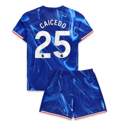 Fotbollsset Barn Chelsea Moises Caicedo #25 Hemmatröja 2024-25 Mini-Kit Kortärmad (+ korta byxor)