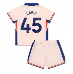 Fotbollsset Barn Chelsea Romeo Lavia #45 Bortatröja 2024-25 Mini-Kit Kortärmad (+ korta byxor)