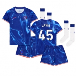 Fotbollsset Barn Chelsea Romeo Lavia #45 Hemmatröja 2024-25 Mini-Kit Kortärmad (+ korta byxor)