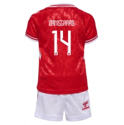 Fotbollsset Barn Danmark Mikkel Damsgaard #14 Hemmatröja EM 2024 Mini-Kit Kortärmad (+ korta byxor)