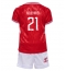 Fotbollsset Barn Danmark Morten Hjulmand #21 Hemmatröja EM 2024 Mini-Kit Kortärmad (+ korta byxor)