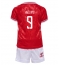 Fotbollsset Barn Danmark Rasmus Hojlund #9 Hemmatröja EM 2024 Mini-Kit Kortärmad (+ korta byxor)