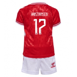 Fotbollsset Barn Danmark Victor Kristiansen #17 Hemmatröja EM 2024 Mini-Kit Kortärmad (+ korta byxor)