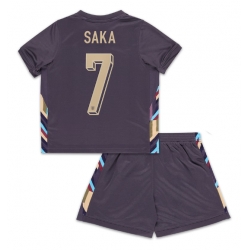 Fotbollsset Barn England Bukayo Saka #7 Bortatröja EM 2024 Mini-Kit Kortärmad (+ korta byxor)