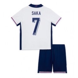 Fotbollsset Barn England Bukayo Saka #7 Hemmatröja EM 2024 Mini-Kit Kortärmad (+ korta byxor)