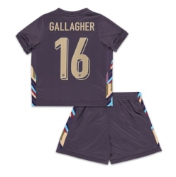 Fotbollsset Barn England Conor Gallagher #16 Bortatröja EM 2024 Mini-Kit Kortärmad (+ korta byxor)