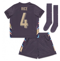 Fotbollsset Barn England Declan Rice #4 Bortatröja EM 2024 Mini-Kit Kortärmad (+ korta byxor)