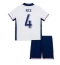 Fotbollsset Barn England Declan Rice #4 Hemmatröja EM 2024 Mini-Kit Kortärmad (+ korta byxor)