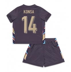 Fotbollsset Barn England Ezri Konsa #14 Bortatröja EM 2024 Mini-Kit Kortärmad (+ korta byxor)