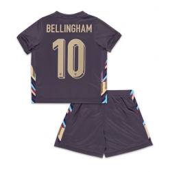 Fotbollsset Barn England Jude Bellingham #10 Bortatröja EM 2024 Mini-Kit Kortärmad (+ korta byxor)