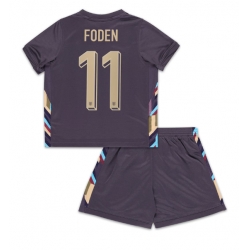 Fotbollsset Barn England Phil Foden #11 Bortatröja EM 2024 Mini-Kit Kortärmad (+ korta byxor)