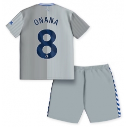 Fotbollsset Barn Everton Amadou Onana #8 Tredje Tröja 2023-24 Mini-Kit Kortärmad (+ korta byxor)