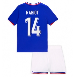 Fotbollsset Barn Frankrike Adrien Rabiot #14 Hemmatröja EM 2024 Mini-Kit Kortärmad (+ korta byxor)