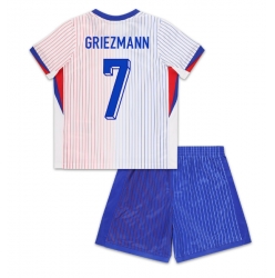 Fotbollsset Barn Frankrike Antoine Griezmann #7 Bortatröja EM 2024 Mini-Kit Kortärmad (+ korta byxor)