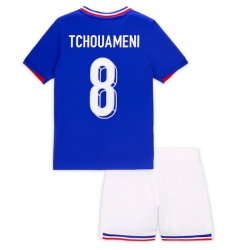 Fotbollsset Barn Frankrike Aurelien Tchouameni #8 Hemmatröja EM 2024 Mini-Kit Kortärmad (+ korta byxor)