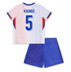 Fotbollsset Barn Frankrike Jules Kounde #5 Bortatröja EM 2024 Mini-Kit Kortärmad (+ korta byxor)