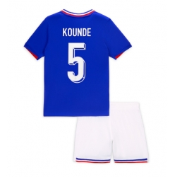 Fotbollsset Barn Frankrike Jules Kounde #5 Hemmatröja EM 2024 Mini-Kit Kortärmad (+ korta byxor)