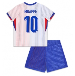 Fotbollsset Barn Frankrike Kylian Mbappe #10 Bortatröja EM 2024 Mini-Kit Kortärmad (+ korta byxor)