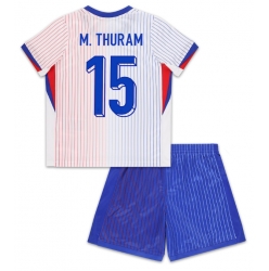 Fotbollsset Barn Frankrike Marcus Thuram #15 Bortatröja EM 2024 Mini-Kit Kortärmad (+ korta byxor)