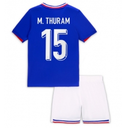 Fotbollsset Barn Frankrike Marcus Thuram #15 Hemmatröja EM 2024 Mini-Kit Kortärmad (+ korta byxor)