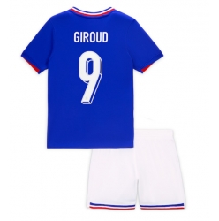 Fotbollsset Barn Frankrike Olivier Giroud #9 Hemmatröja EM 2024 Mini-Kit Kortärmad (+ korta byxor)