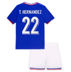 Fotbollsset Barn Frankrike Theo Hernandez #22 Hemmatröja EM 2024 Mini-Kit Kortärmad (+ korta byxor)