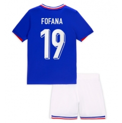 Fotbollsset Barn Frankrike Youssouf Fofana #19 Hemmatröja EM 2024 Mini-Kit Kortärmad (+ korta byxor)