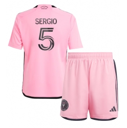 Fotbollsset Barn Inter Miami Sergio Busquets #5 Hemmatröja 2024-25 Mini-Kit Kortärmad (+ korta byxor)