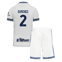 Fotbollsset Barn Inter Milan Denzel Dumfries #2 Bortatröja 2024-25 Mini-Kit Kortärmad (+ korta byxor)