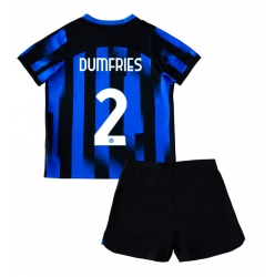 Fotbollsset Barn Inter Milan Denzel Dumfries #2 Hemmatröja 2023-24 Mini-Kit Kortärmad (+ korta byxor)