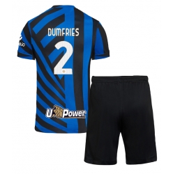 Fotbollsset Barn Inter Milan Denzel Dumfries #2 Hemmatröja 2024-25 Mini-Kit Kortärmad (+ korta byxor)