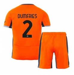 Fotbollsset Barn Inter Milan Denzel Dumfries #2 Tredje Tröja 2023-24 Mini-Kit Kortärmad (+ korta byxor)