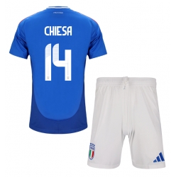 Fotbollsset Barn Italien Federico Chiesa #14 Hemmatröja EM 2024 Mini-Kit Kortärmad (+ korta byxor)