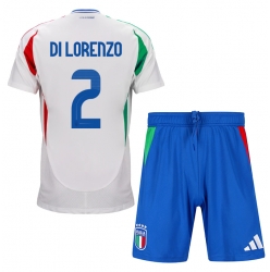 Fotbollsset Barn Italien Giovanni Di Lorenzo #2 Bortatröja EM 2024 Mini-Kit Kortärmad (+ korta byxor)