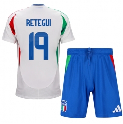 Fotbollsset Barn Italien Mateo Retegui #19 Bortatröja EM 2024 Mini-Kit Kortärmad (+ korta byxor)