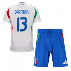 Fotbollsset Barn Italien Matteo Darmian #13 Bortatröja EM 2024 Mini-Kit Kortärmad (+ korta byxor)