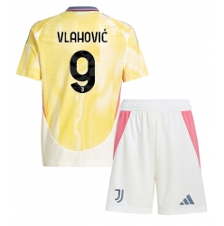 Fotbollsset Barn Juventus Dusan Vlahovic #9 Bortatröja 2024-25 Mini-Kit Kortärmad (+ korta byxor)