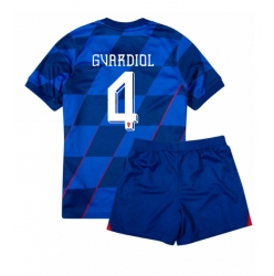 Fotbollsset Barn Kroatien Josko Gvardiol #4 Bortatröja EM 2024 Mini-Kit Kortärmad (+ korta byxor)