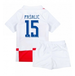 Fotbollsset Barn Kroatien Mario Pasalic #15 Hemmatröja EM 2024 Mini-Kit Kortärmad (+ korta byxor)