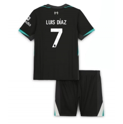 Fotbollsset Barn Liverpool Luis Diaz #7 Bortatröja 2024-25 Mini-Kit Kortärmad (+ korta byxor)