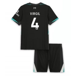 Fotbollsset Barn Liverpool Virgil van Dijk #4 Bortatröja 2024-25 Mini-Kit Kortärmad (+ korta byxor)