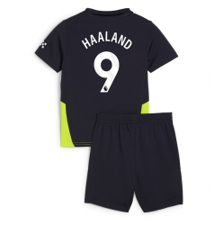 Fotbollsset Barn Manchester City Erling Haaland #9 Bortatröja 2024-25 Mini-Kit Kortärmad (+ korta byxor)