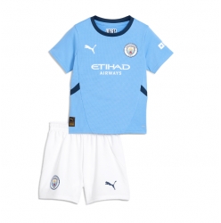 Fotbollsset Barn Manchester City Hemmatröja 2024-25 Mini-Kit Kortärmad (+ korta byxor)