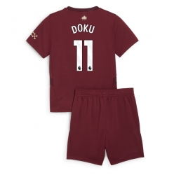 Fotbollsset Barn Manchester City Jeremy Doku #11 Tredje Tröja 2024-25 Mini-Kit Kortärmad (+ korta byxor)