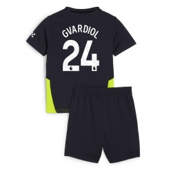 Fotbollsset Barn Manchester City Josko Gvardiol #24 Bortatröja 2024-25 Mini-Kit Kortärmad (+ korta byxor)