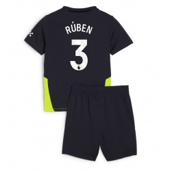 Fotbollsset Barn Manchester City Ruben Dias #3 Bortatröja 2024-25 Mini-Kit Kortärmad (+ korta byxor)