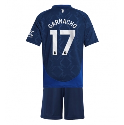 Fotbollsset Barn Manchester United Alejandro Garnacho #17 Bortatröja 2024-25 Mini-Kit Kortärmad (+ korta byxor)