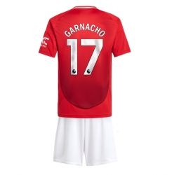 Fotbollsset Barn Manchester United Alejandro Garnacho #17 Hemmatröja 2024-25 Mini-Kit Kortärmad (+ korta byxor)