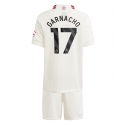 Fotbollsset Barn Manchester United Alejandro Garnacho #17 Tredje Tröja 2023-24 Mini-Kit Kortärmad (+ korta byxor)